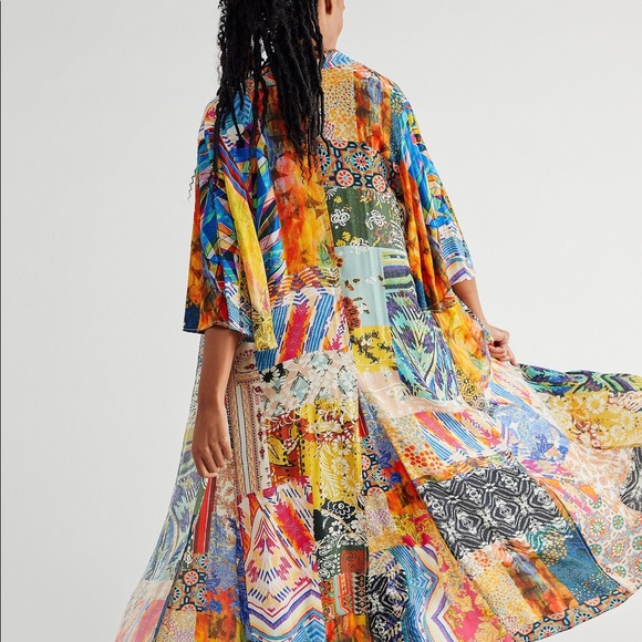 Free People Jackets & Blazers - 🌈NWT Free People Bright Patchwork Boho Violet Duster